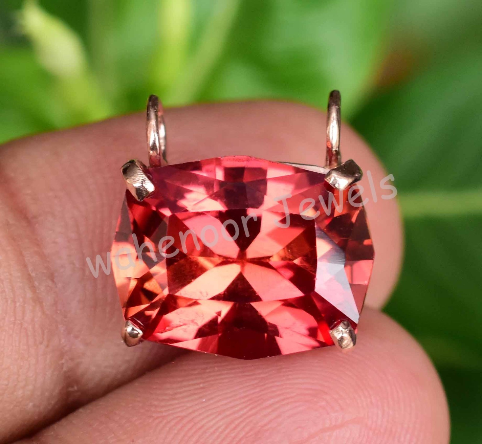 Orange Sapphire Heated Cushion Shape 925 Sterling Silver Pendant Certified Gift