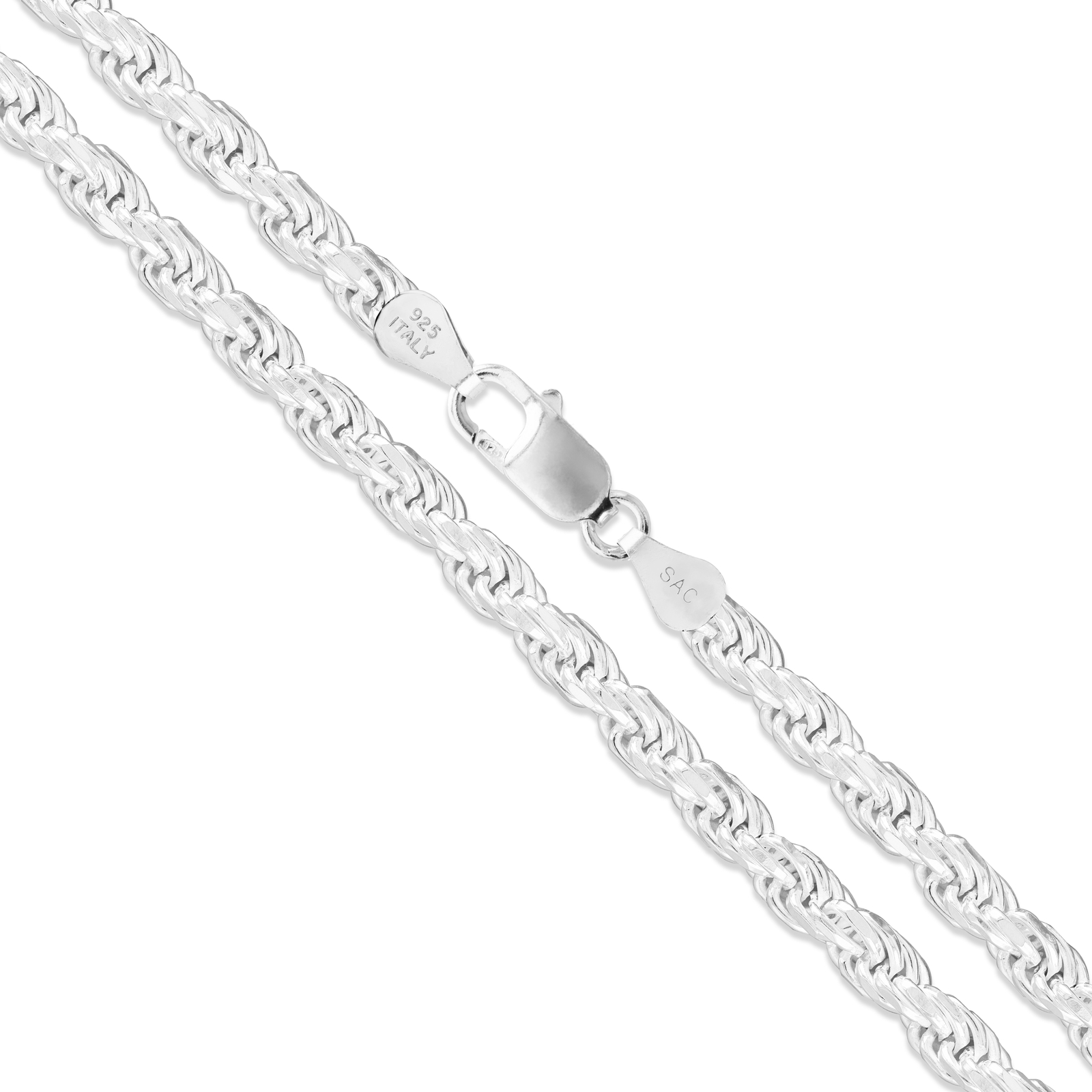 Sterling Silver Necklace Heavy Men’s Rope Chain Solid 925 Italy New US Wholesale