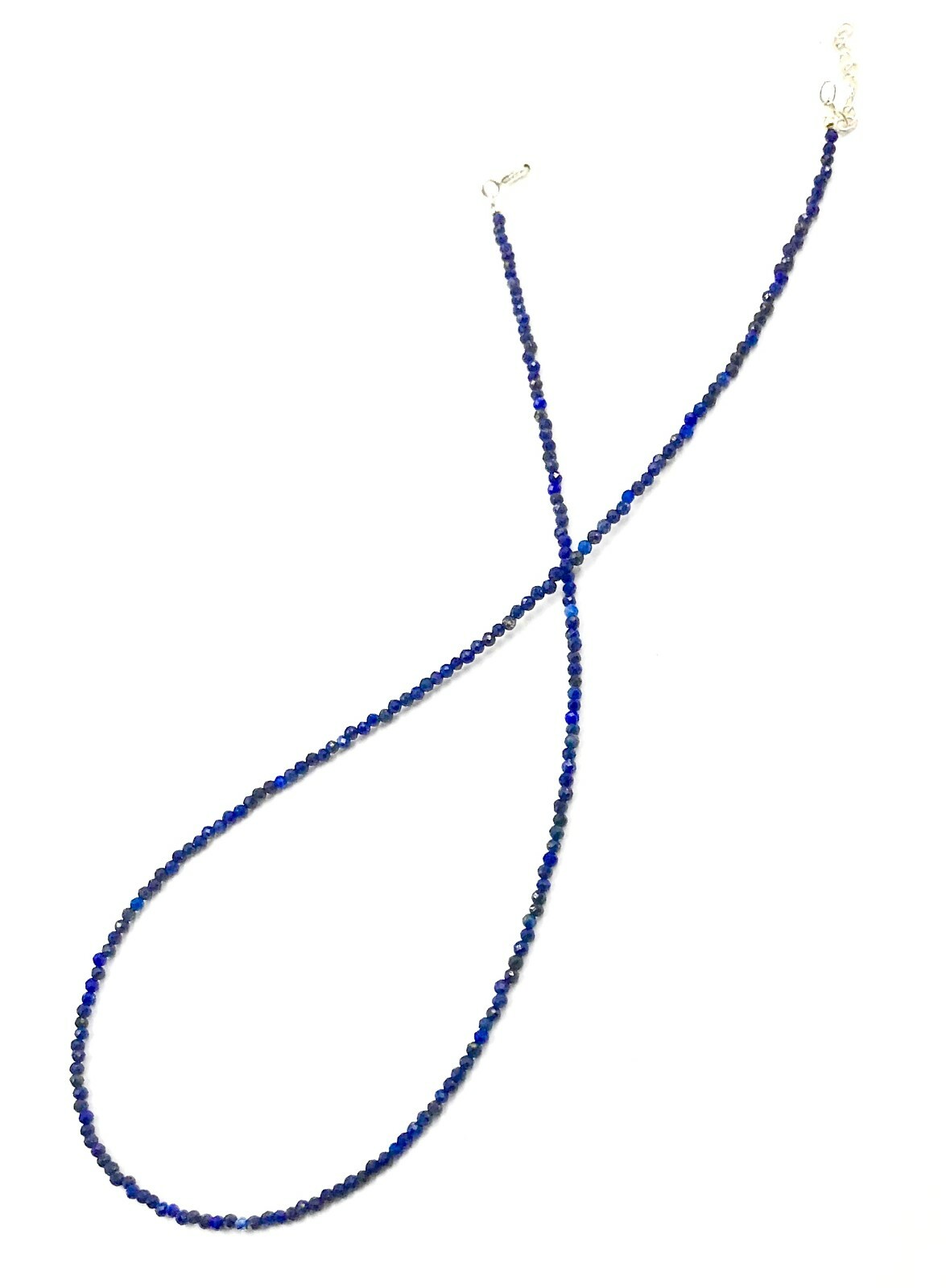 Genuine Lapis lazuli Beads Silver Necklace Jewelry Women Handmade USA SELLER