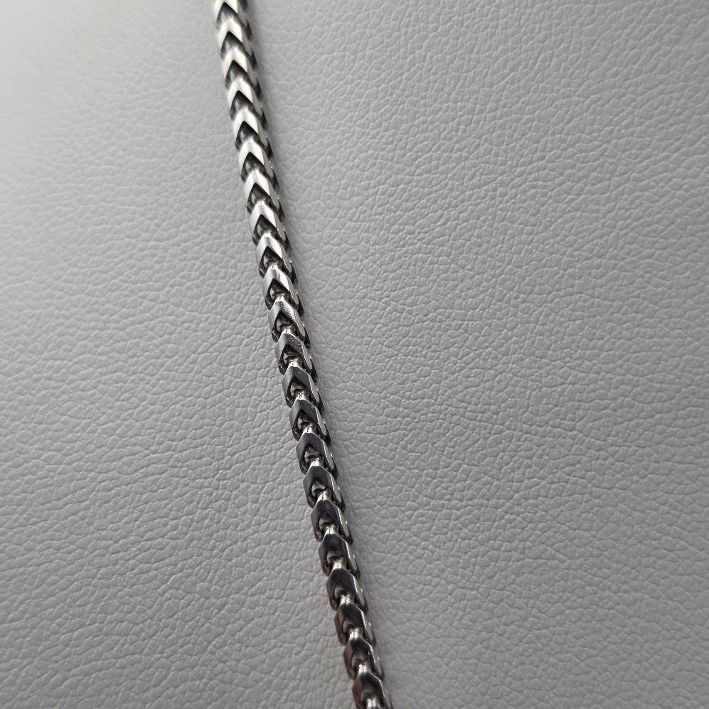 20″ Long 925 Sterling Silver 2.3mm Thick Franco Link Box Chain Necklace ITALY
