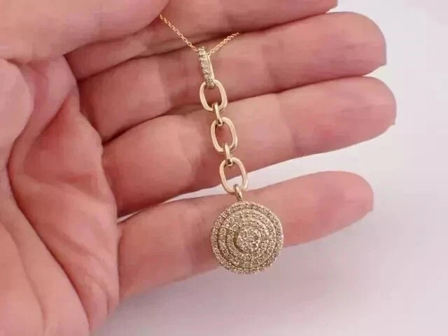 14K Yellow Gold Plated 2Ct Round Cut Lab Grown Diamond Pretty Halo Charm Pendant