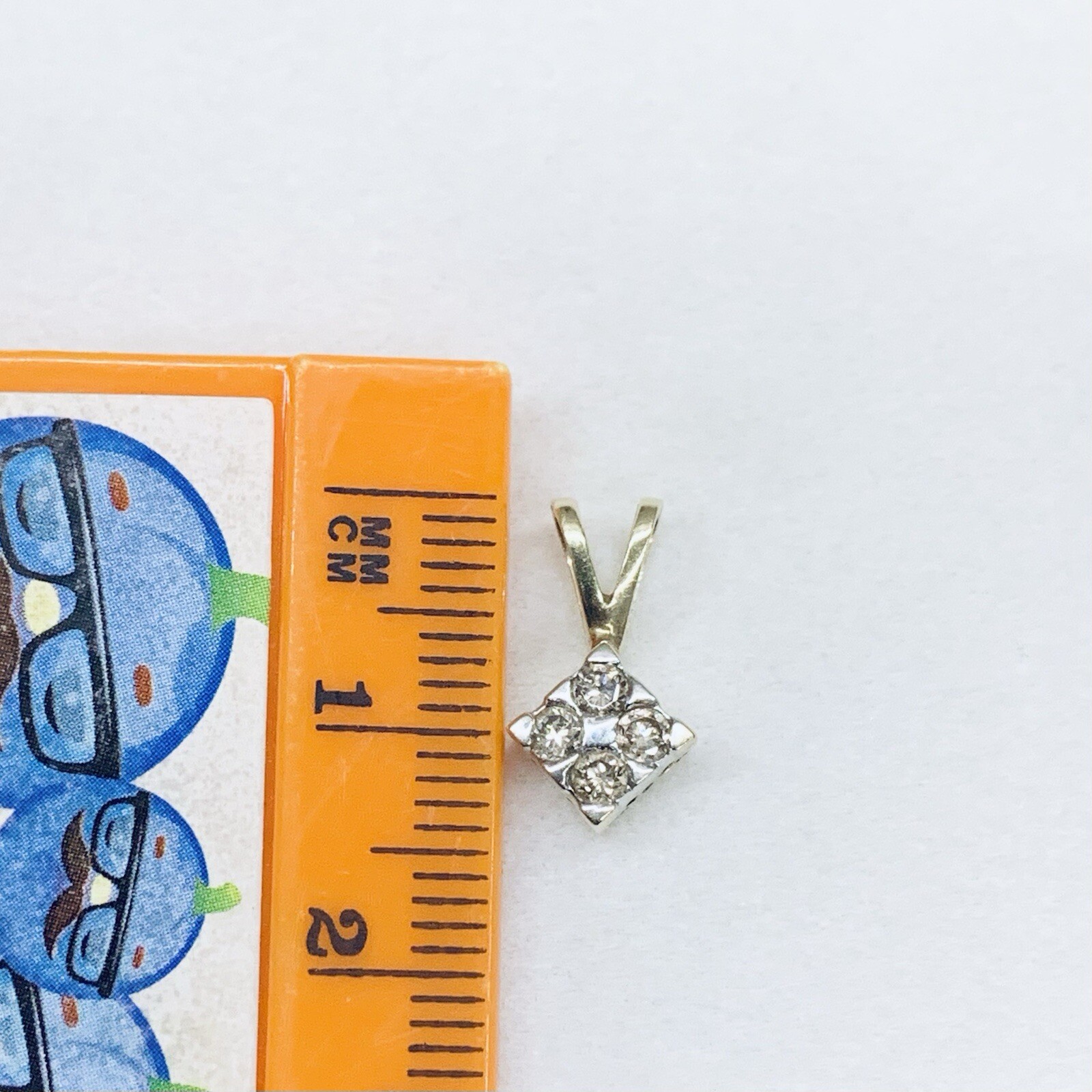 0.20 Ct 10k Yellow Gold Round Champagne Diamond Drop Square Pendant Charm THL