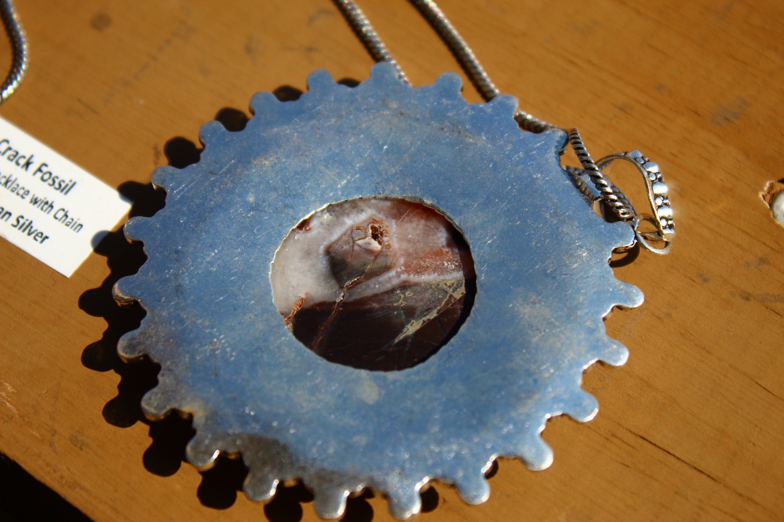 Mud Crack Fossil set in German Silver Necklace