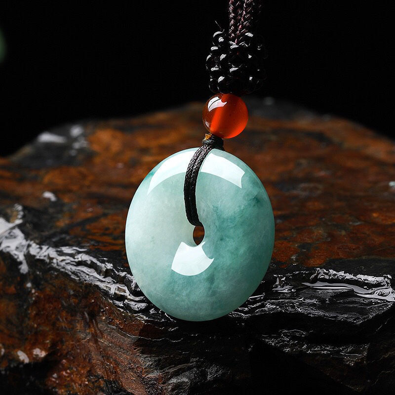 Natural Green Jade Quality Jadeite Safety Buckle Female Necklace Pendant Male