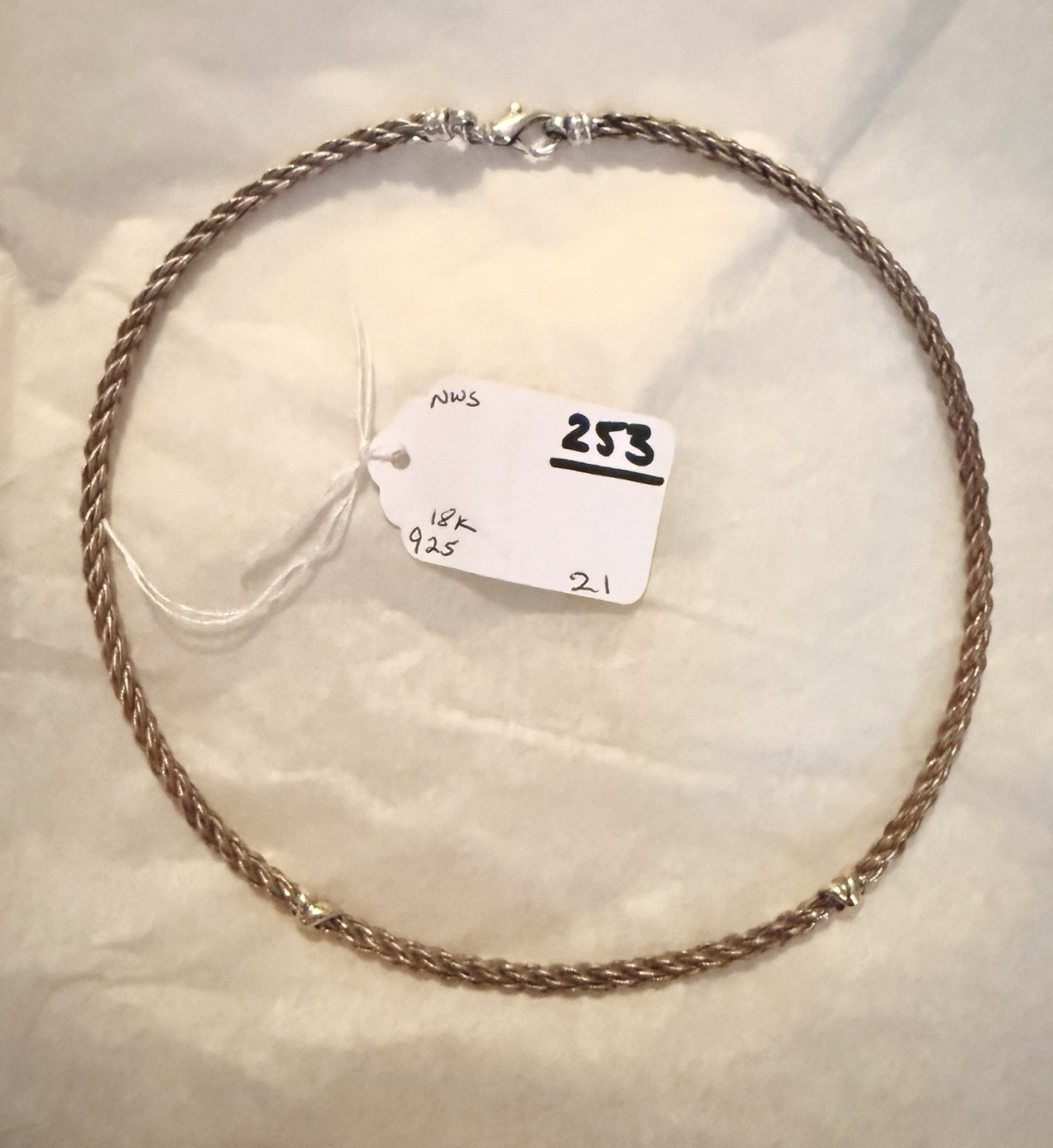 Vtg 18k Gold And 925 Silver Necklace -Made In Italy. 21 Grams
