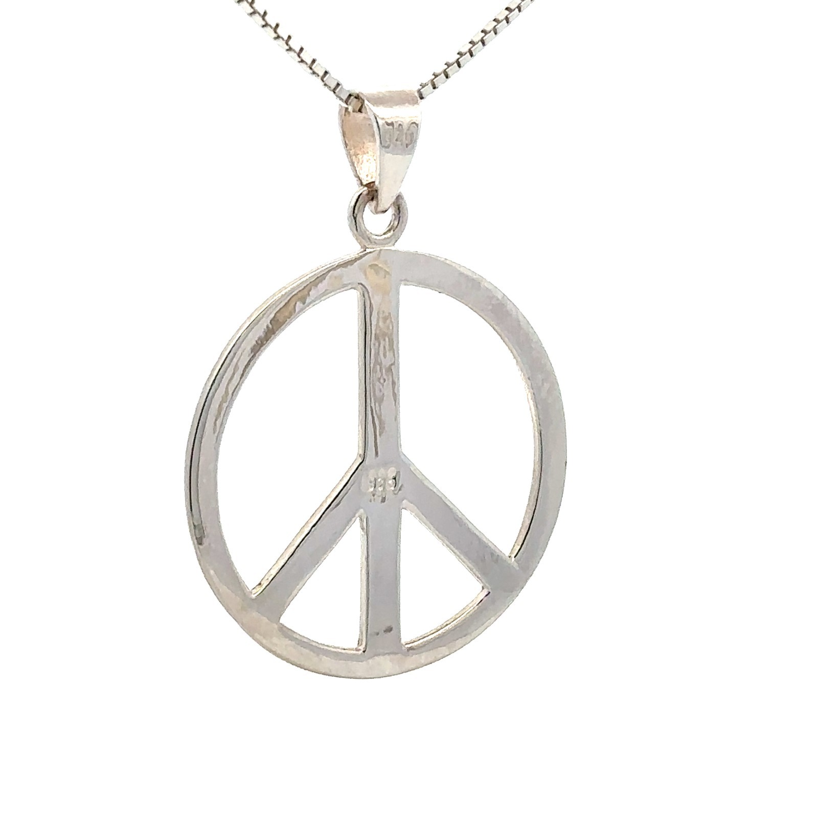 Sterling Silver Peace Sign Pendant (1 1/4 x 1 1/2 Inch)