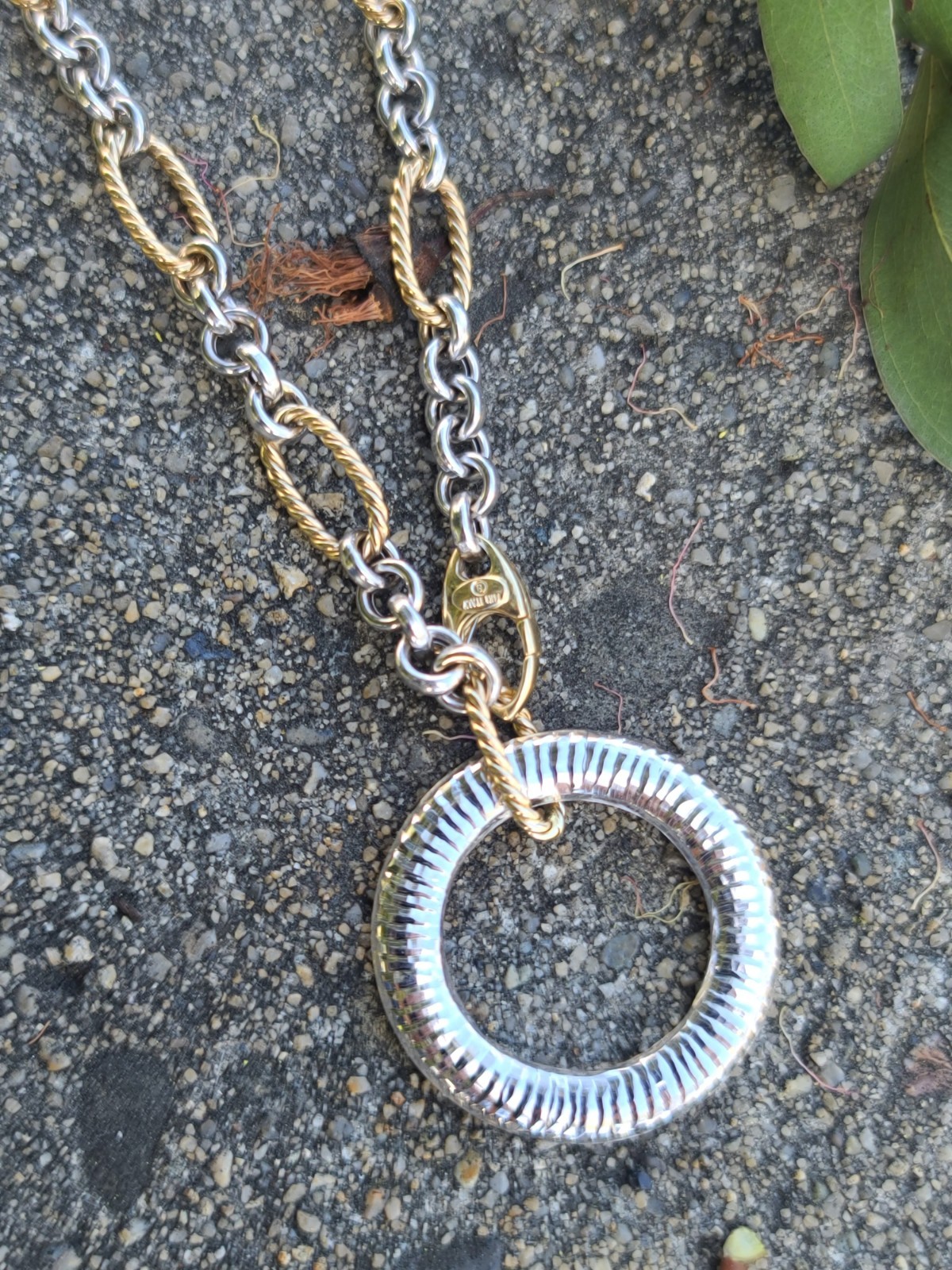 14k Solid Yellow & White Gold Chain Necklace Adjustable Up To 21.5″ ITALY 15.7gr