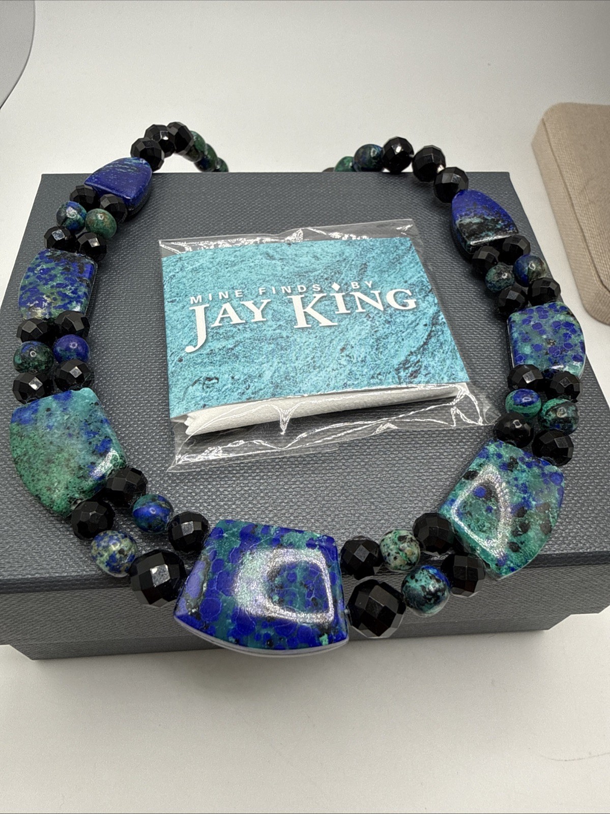 Jay King Reversible Natural Milpilla Azurite & Midnight Chalcedony 925 Necklace