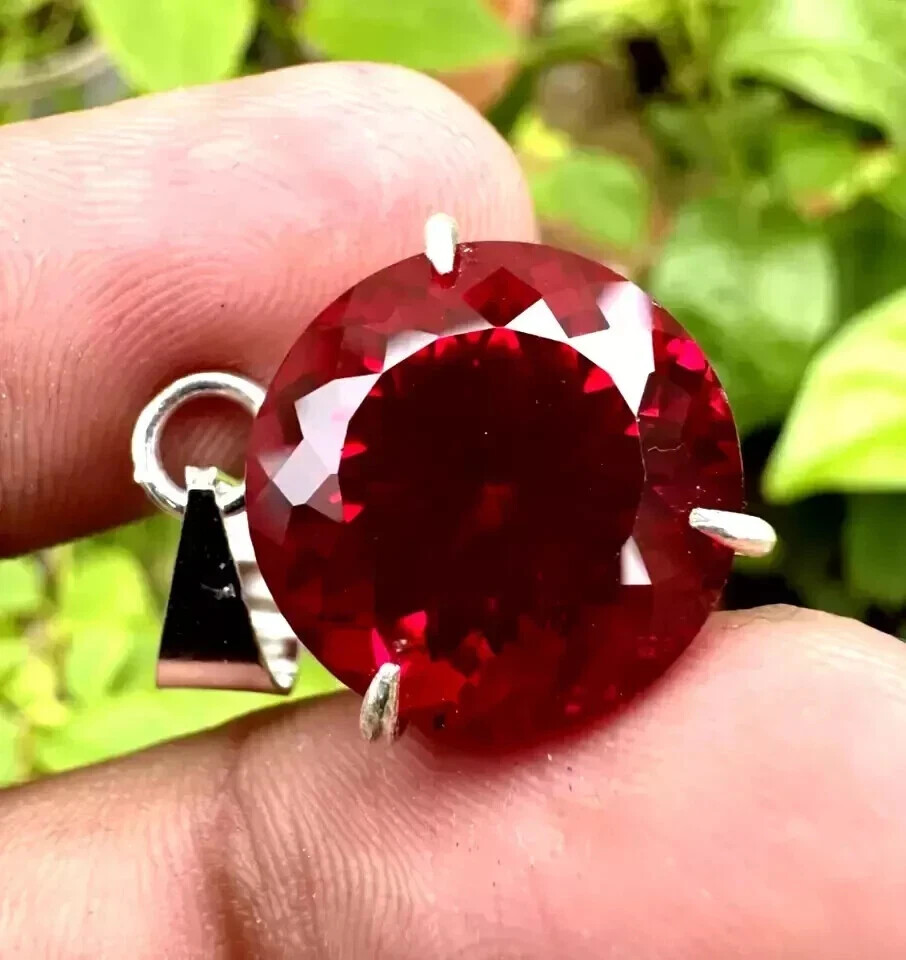 Natural 25.12 Ct Round Cut Red Ruby Pendant AGL Certified Loose Gemstone
