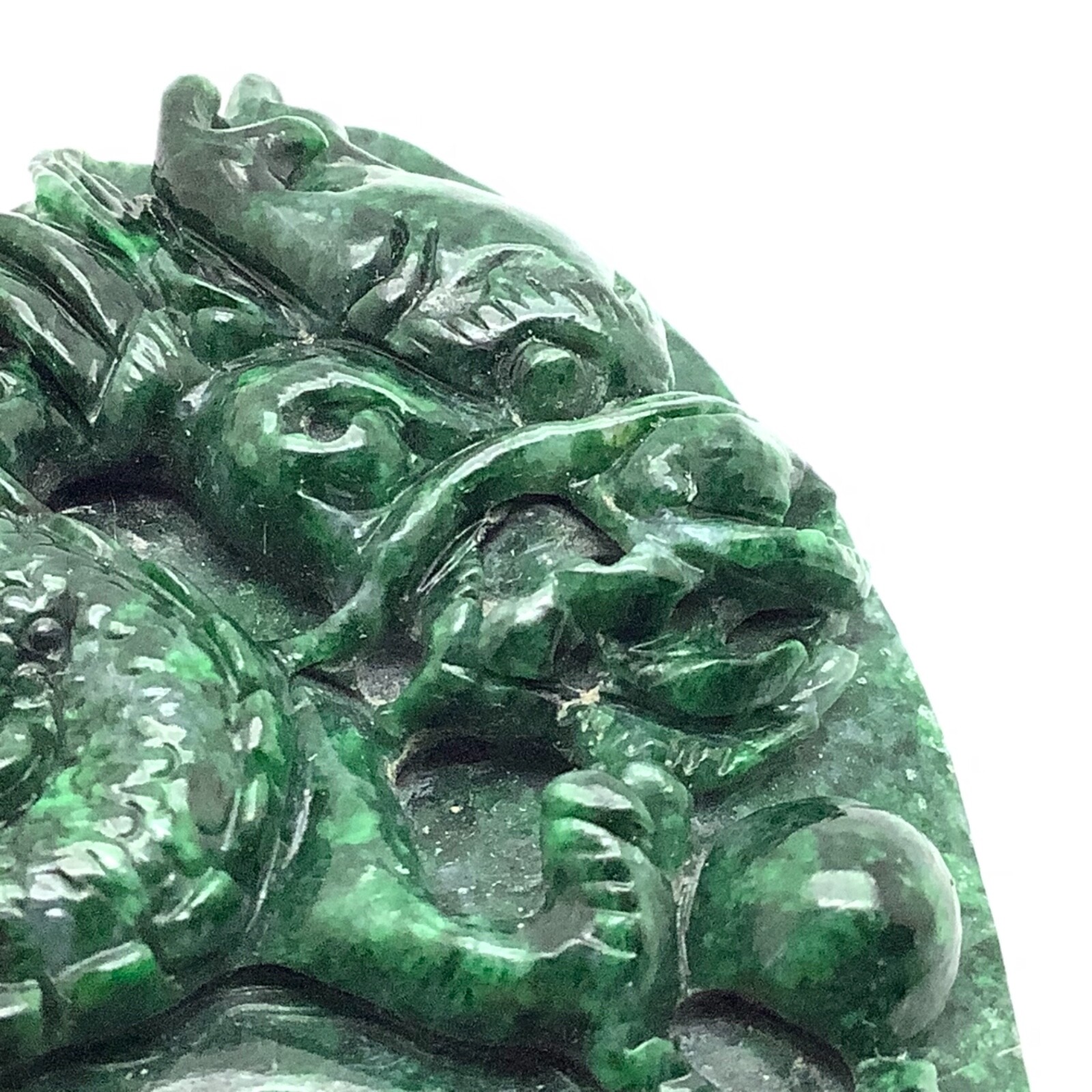 Burma Maw Sit Sit Dragon Pendant Chromium Green Albite Jadeite Carving Myanmar