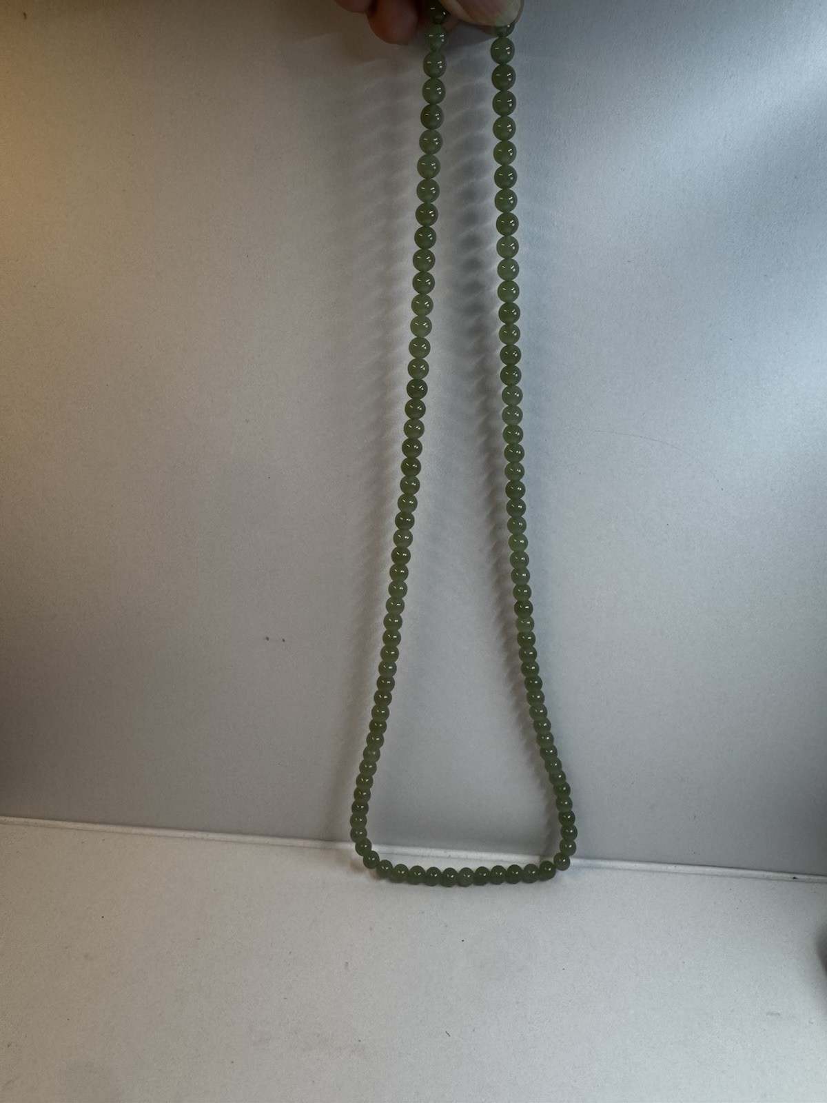 certified 6mm Hetian ice light green Jade Round beaded necklace new free ship