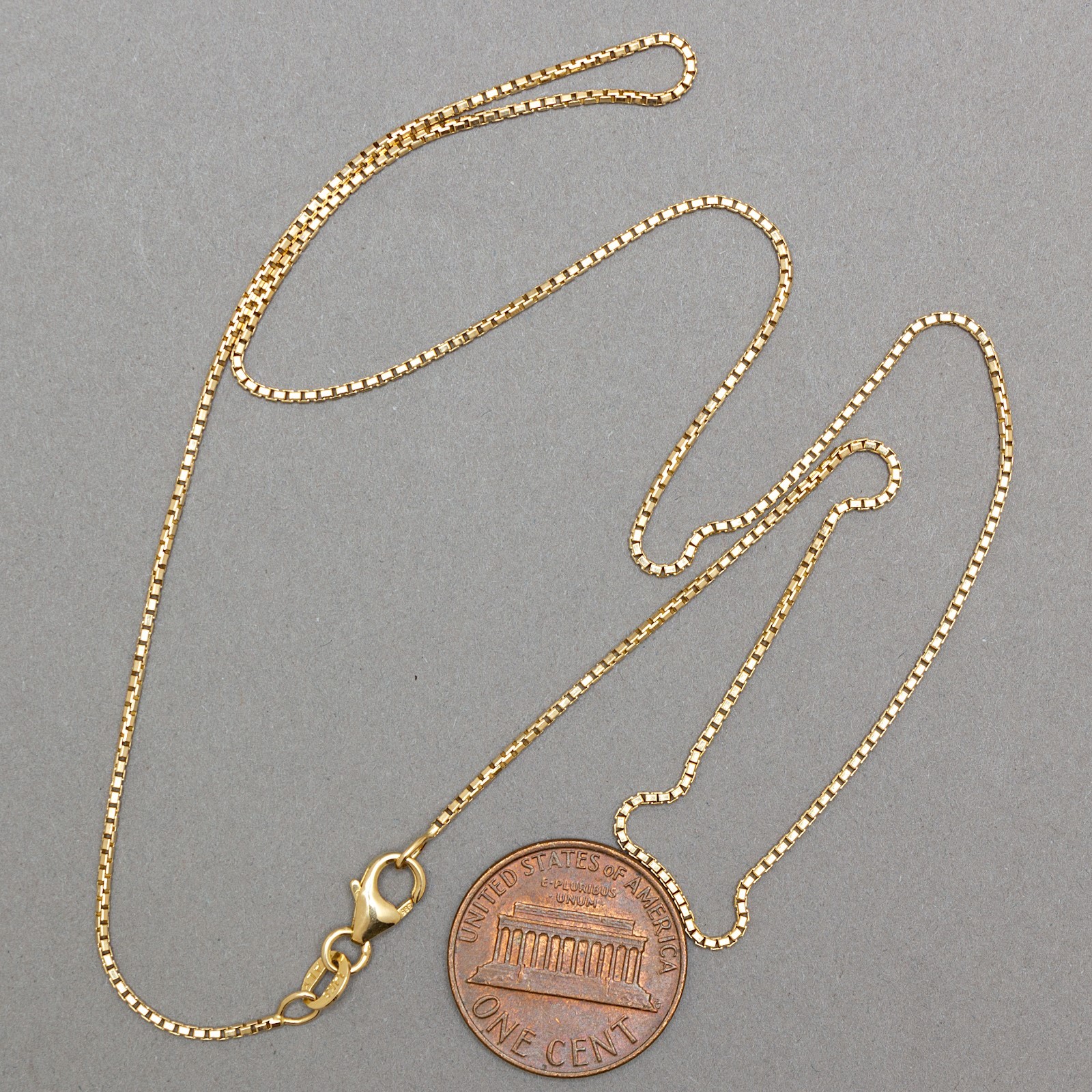 17.5″ 14K 3.5 Grams Solid Yellow Gold Box Chain Necklace Estate Jewelry 585