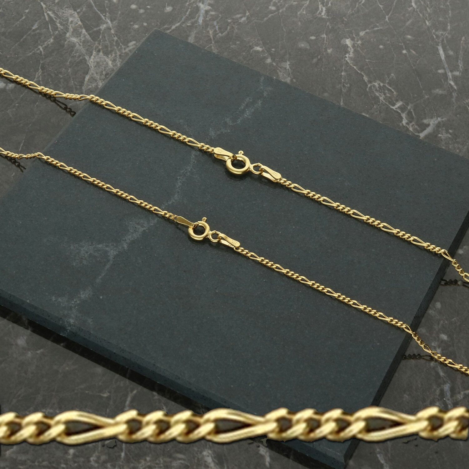 9ct Gold Plated 16 18 20 22 24 26 28 30″ Inch Figaro Link Chain Necklace Gift