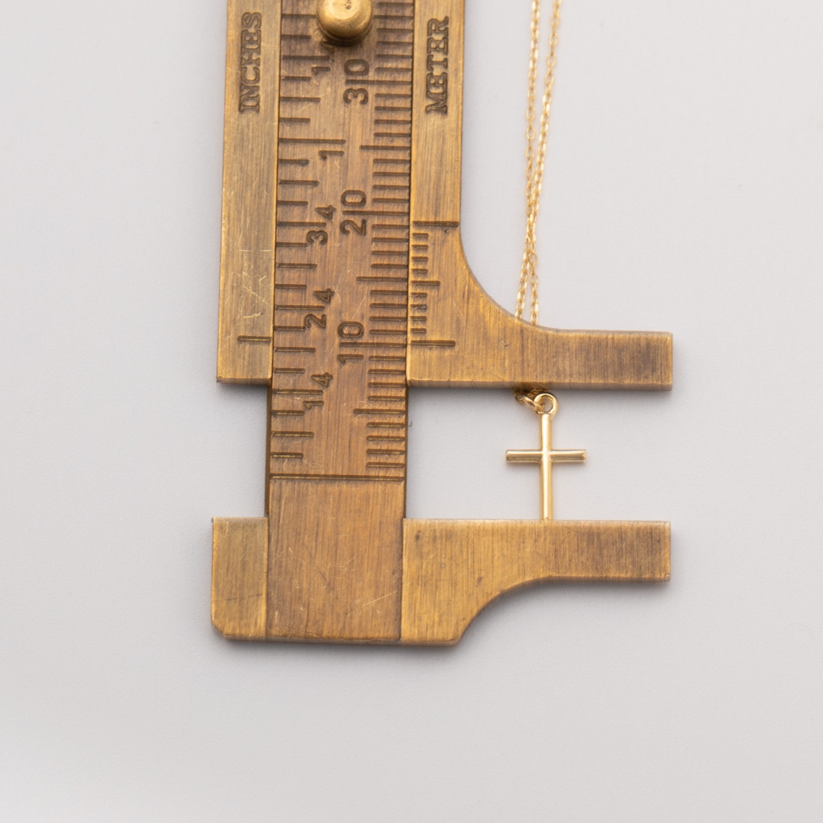 14K Mini Cross Necklace Yellow Gold
