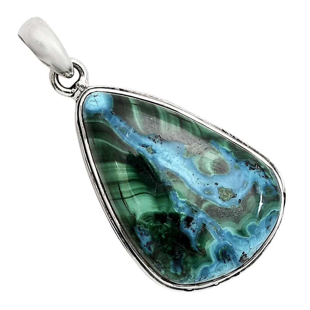Azurite In Malachite – Morenci Mines 925 Sterling Silver Pendant Jewelry P-1124