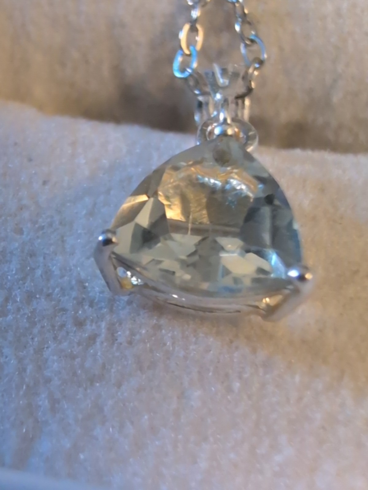 Sterling 925 Necklace Pendant 2.5CT Trillion Cut Aquamarine Loupe Clean Custom