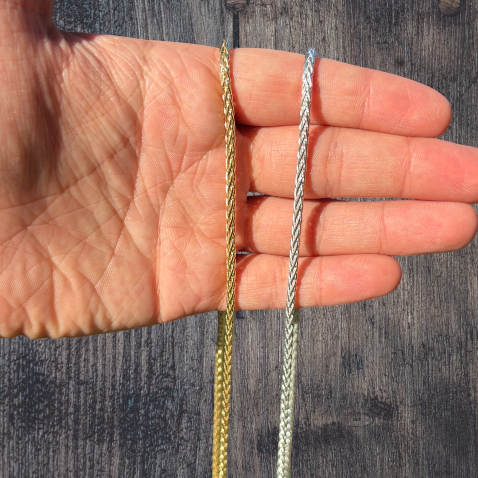 3mm Wheat Chain Necklace – Real Solid 925 Sterling Silver Or 14k Gold Vermeil