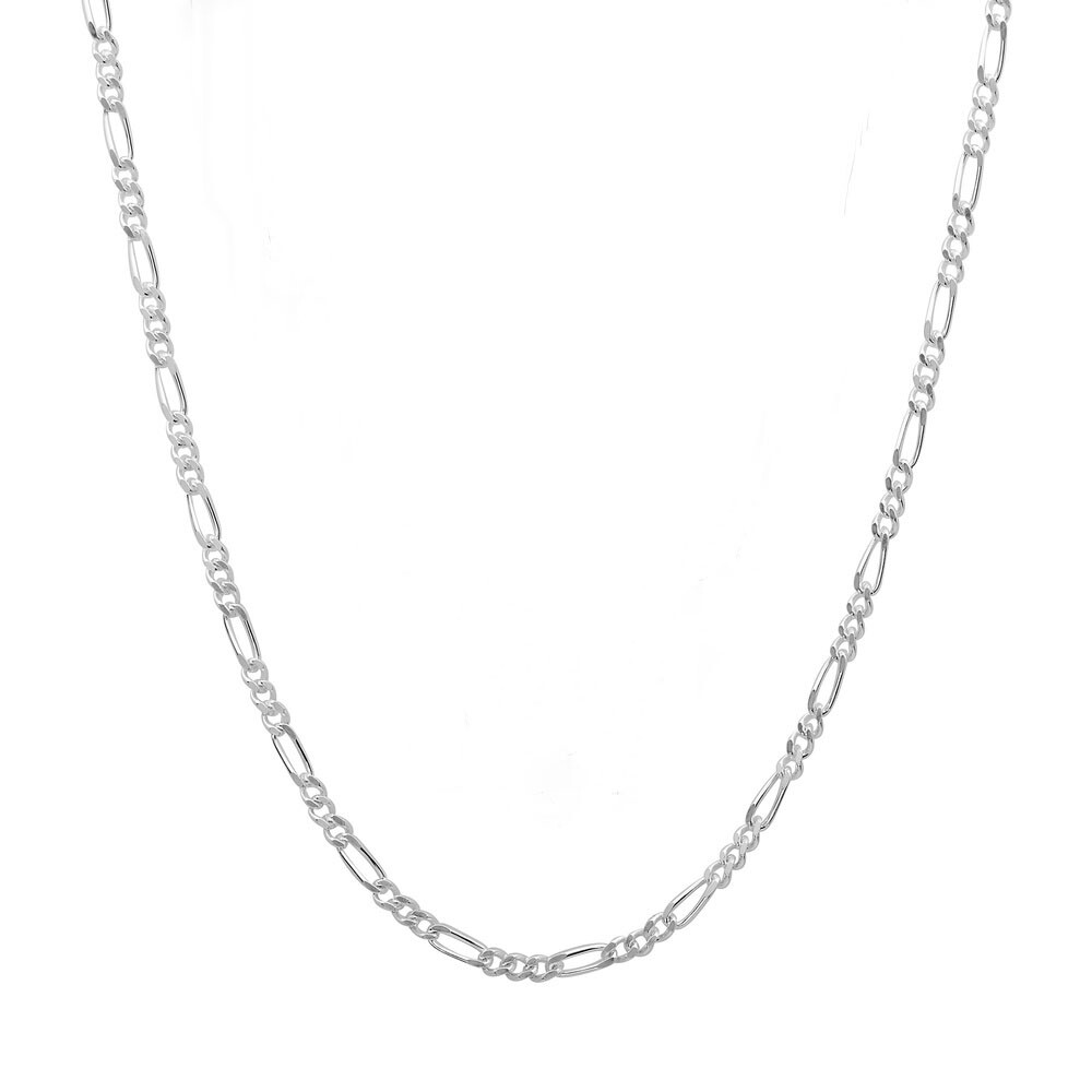 Women’s & Men’s Solid Sterling Silver 925 Italian 5MM Figaro Link Chain Necklace