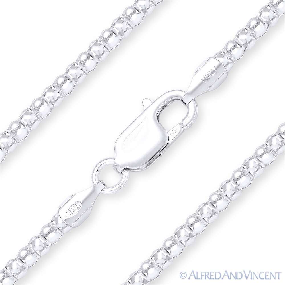 .925 Italy Sterling Silver 3mm Popcorn Link Light Coreana Necklace Italian Chain