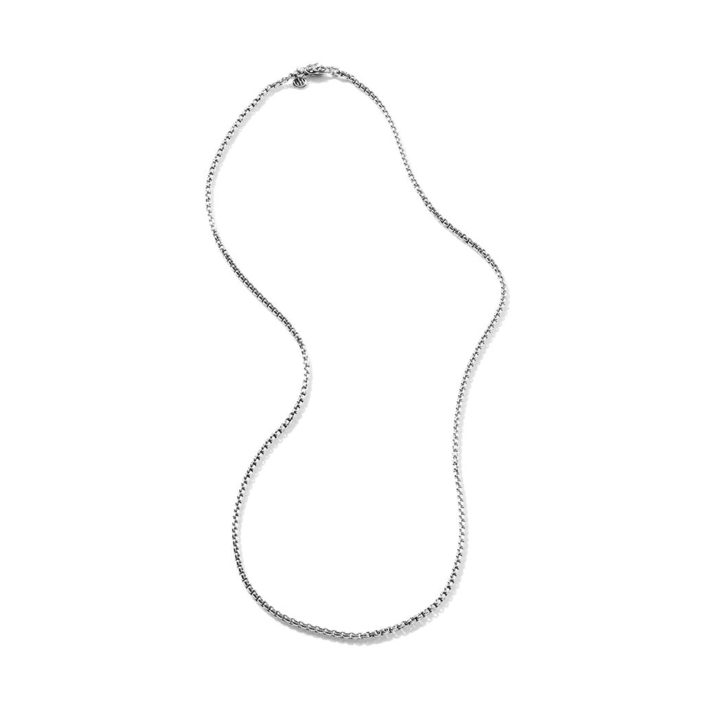 JOHN HARDY STERLING SILVER BOX CHAIN NECKLACE FIGURATIVE NAGA LOBSTER 2.7mm 28″