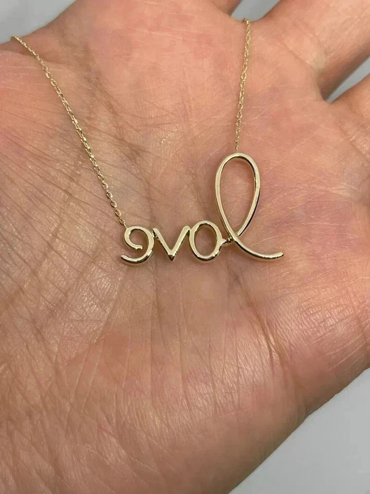 Round Cut Lab Created Diamond Women’s Love Pendant 14K Yellow Gold Plated