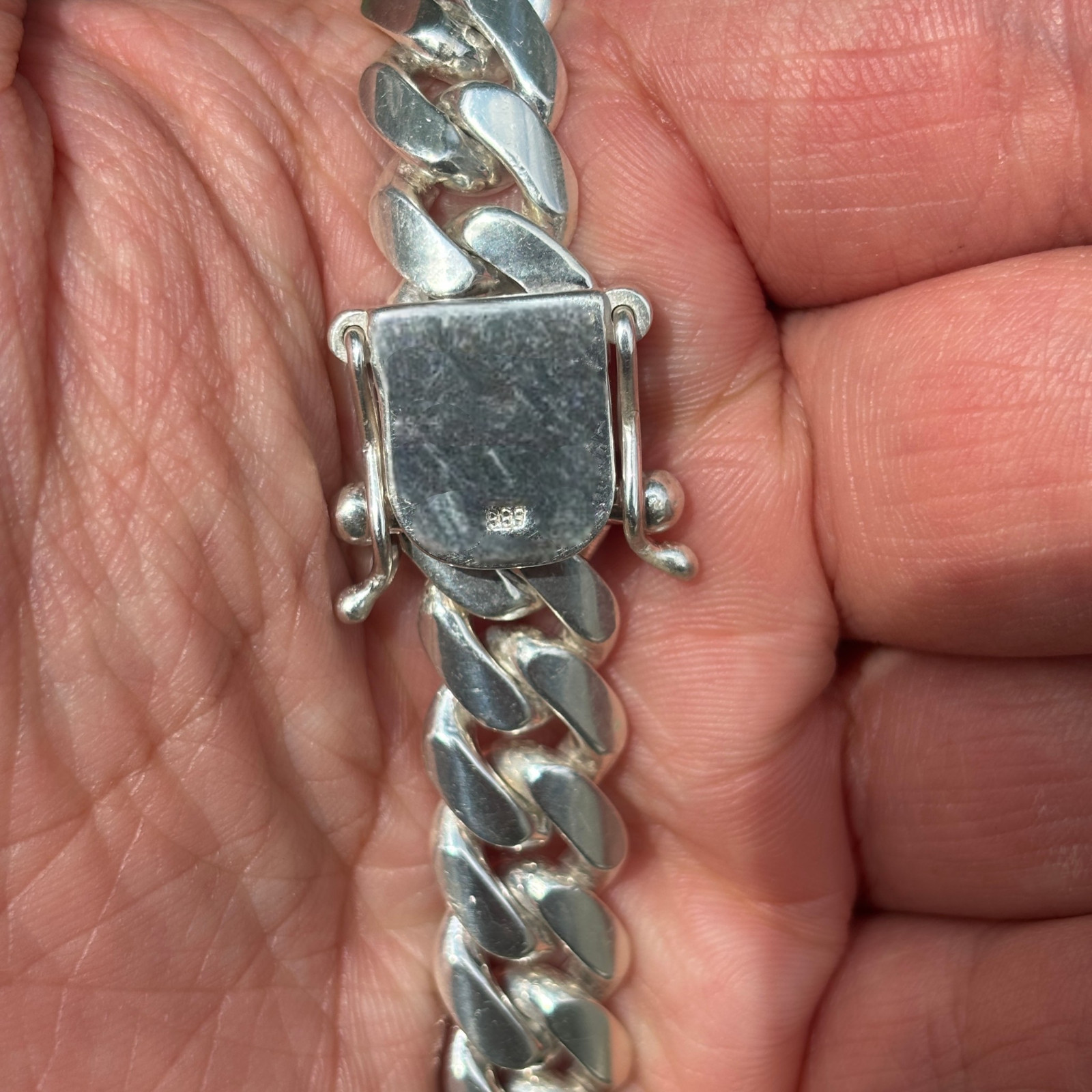 8mm Miami Cuban Link Bracelet – Real Solid 999 Fine Silver HANDMADE IN ITALY