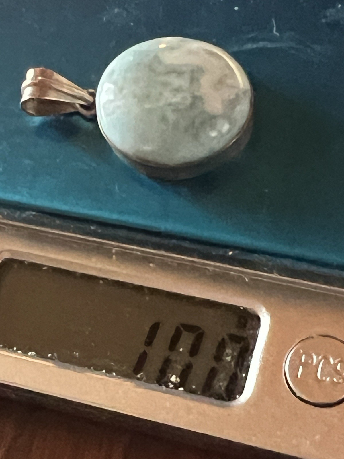 Vintage Sterling Silver Larimar Pendant Round Marked 925