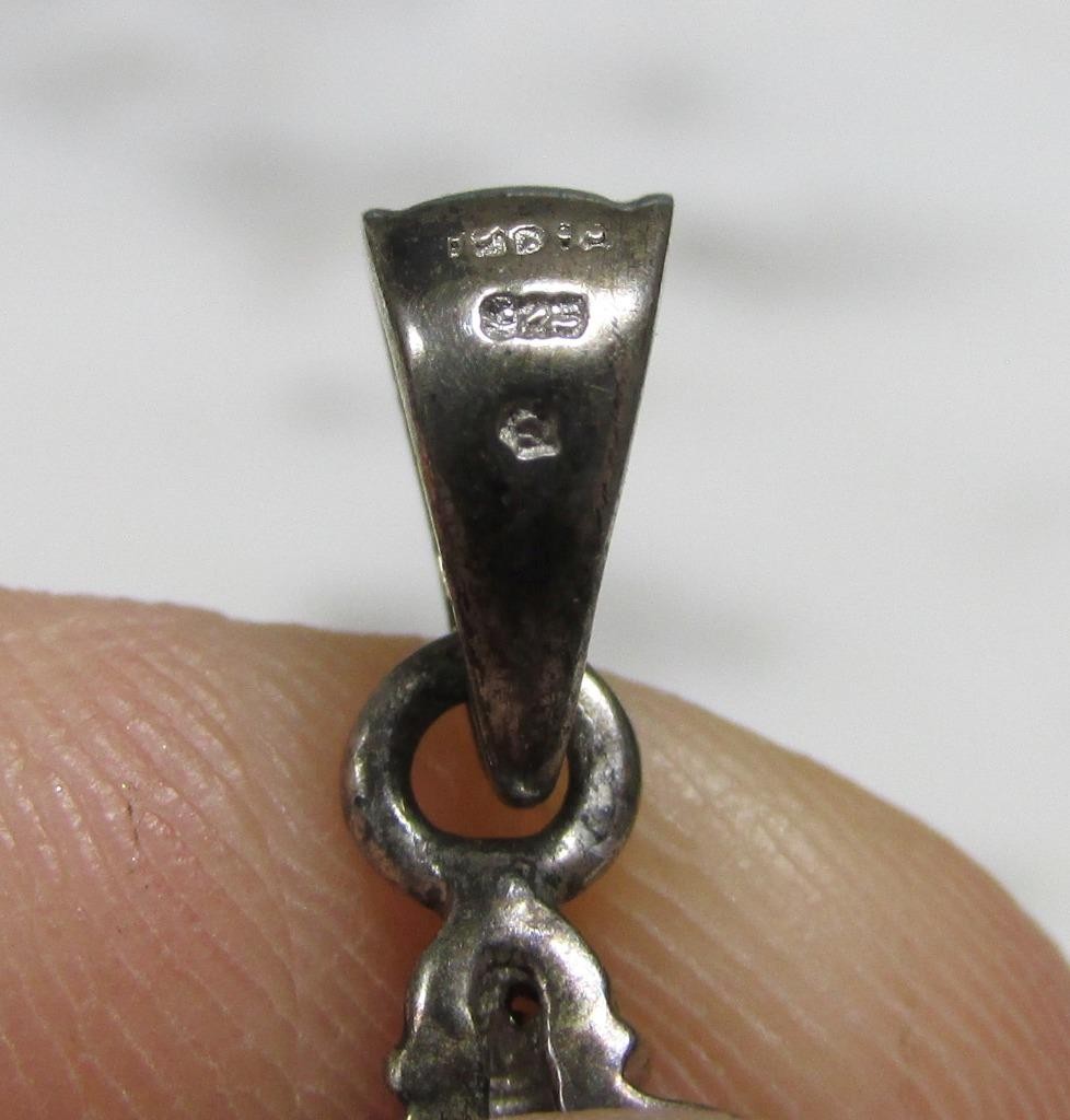 Unknown Stones Sterling Silver Dangle Pendant; India ~ 7grams ~ 11-A609