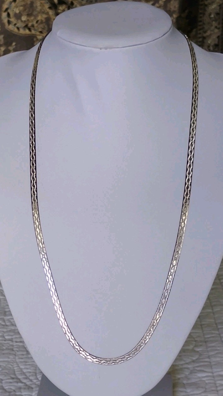 Vintage Milor Italy 925 Sterling Silver Reversible Herringbone Chain 24″ 15g