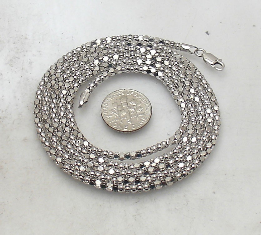 36″ Sparkle Popcorn Coreana Chain Necklace Anti-tarnish Real Sterling Silver