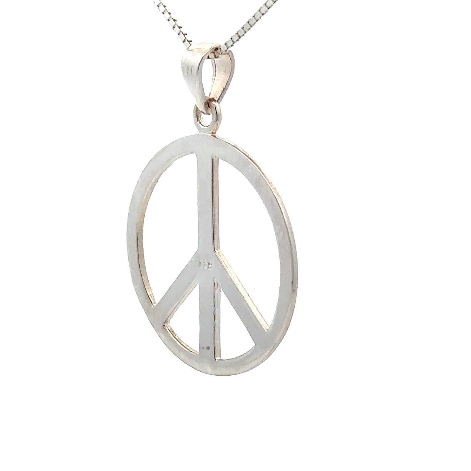 Sterling Silver Peace Sign Pendant (1 1/4 x 1 1/2 Inch)