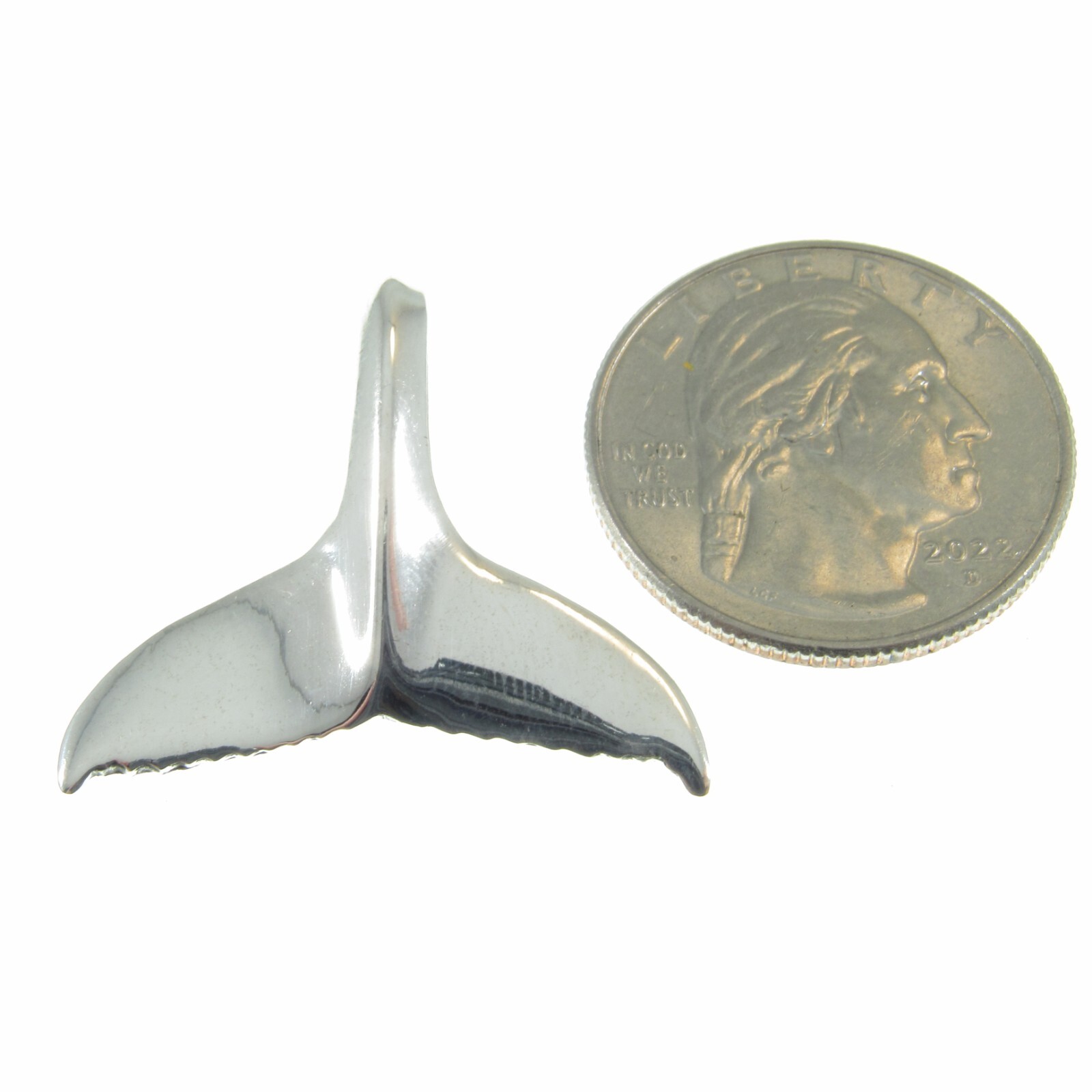 Large Handcrafted Solid 925 Sterling Silver WHALE TAIL Marine Sea Slide Pendant