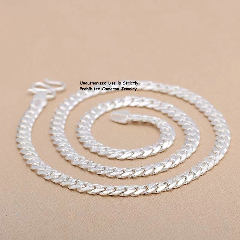 Solid 999 Fine Silve Cuban Link Chain 3mm-13mm Curb Necklace 16-26inch All Size