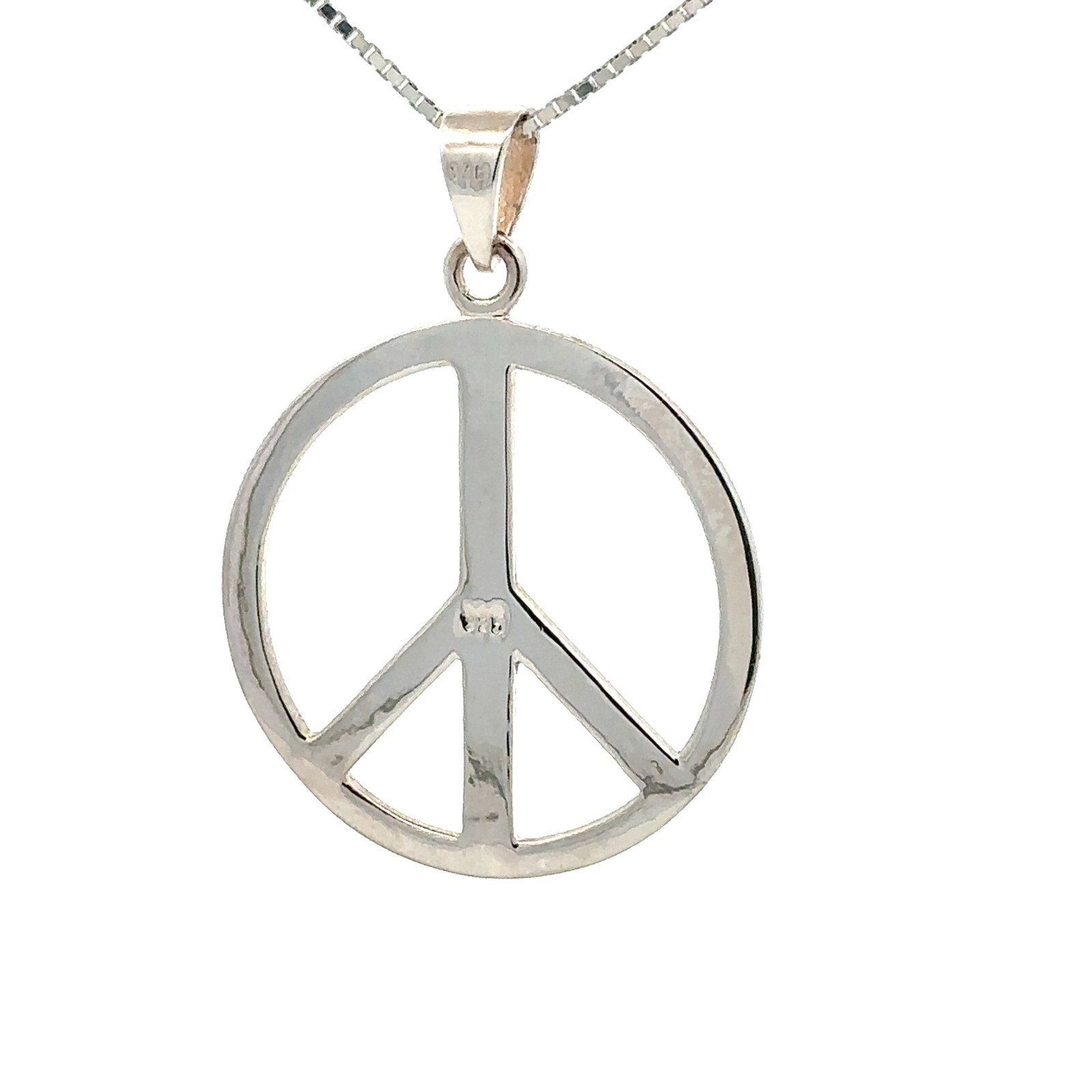 Sterling Silver Peace Sign Pendant (1 1/4 x 1 1/2 Inch)