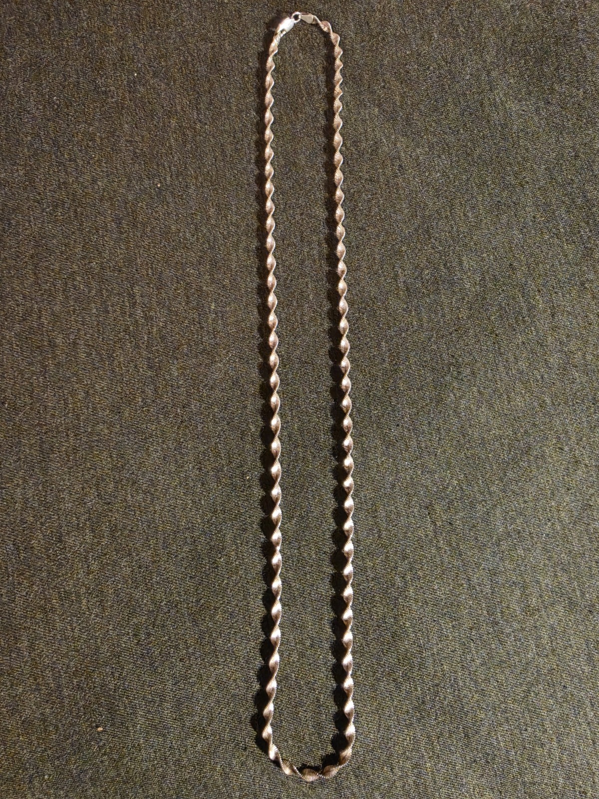 Sterling Silver 925 Spiral Chain 24inch Necklace Lobster Clasp Italy Marked