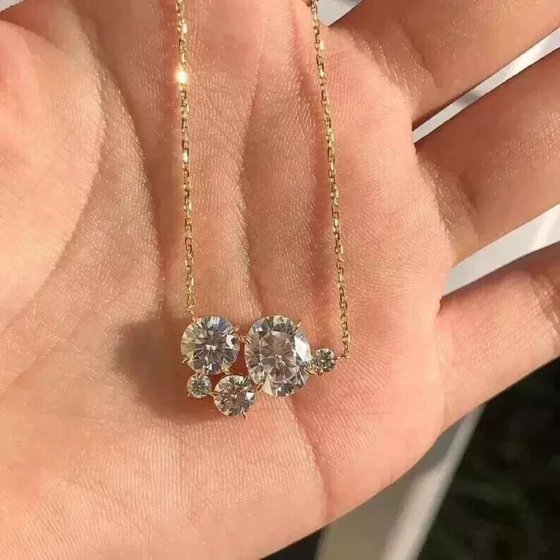 Women’s Wedding Necklace 2Ct Oval Cut 14K Yellow Gold Plated Lab Created Diamond