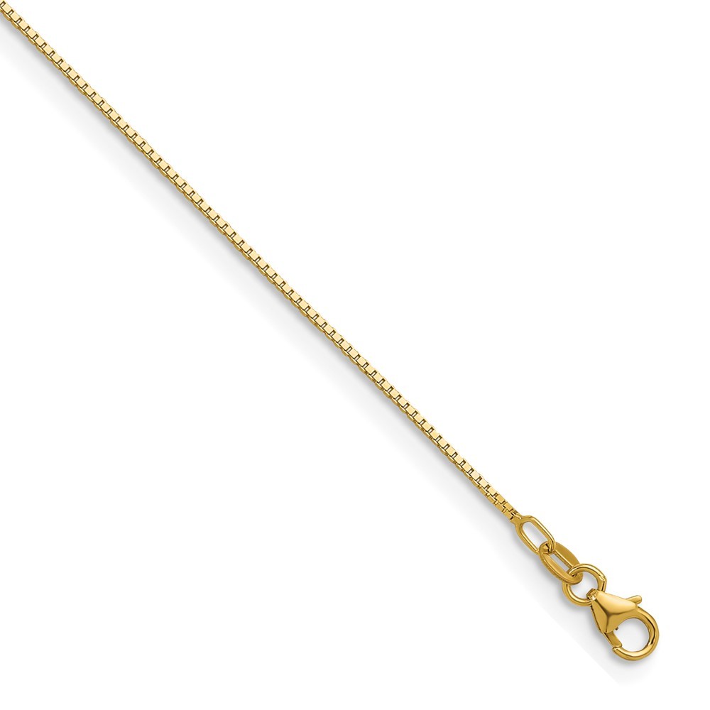 18K Yellow Gold Polished 0.9mm Solid Box Chain Necklace 20″