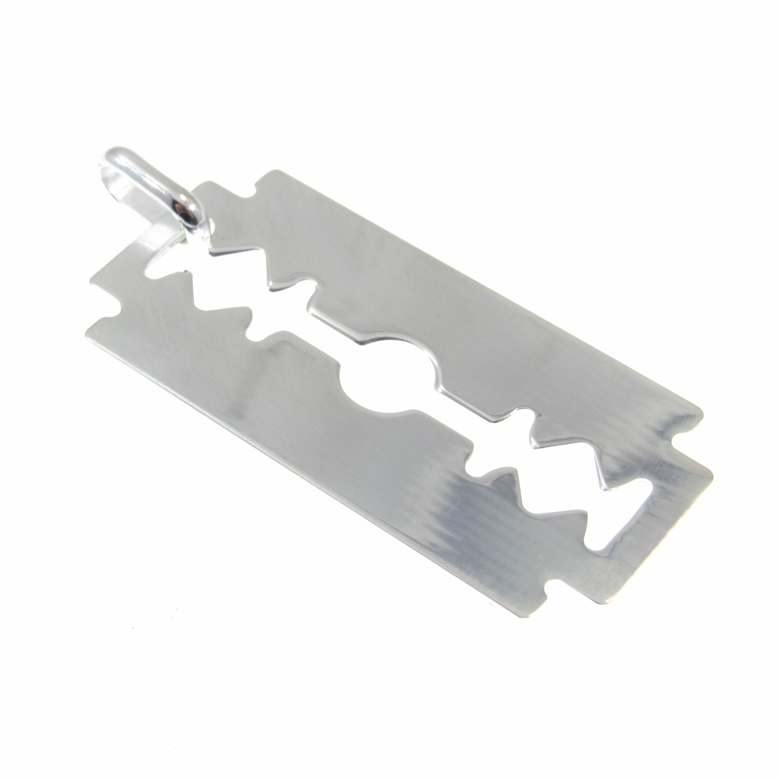 Solid 925 Sterling Silver Razor Blade Pendant, Grunge Punk Goth Hip Hop Jewelry