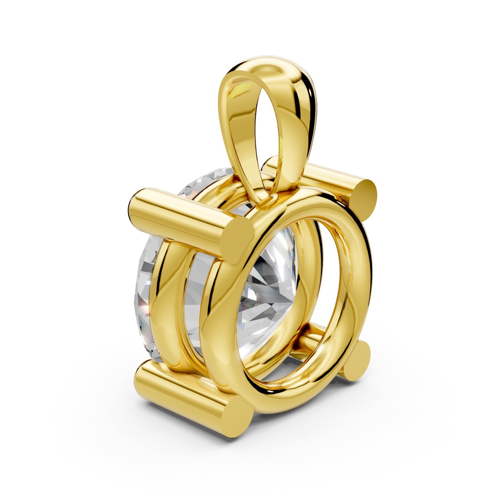Lab Grown Diamond Solitaire Pendant Solid 14k Gold Round Diamond Necklace