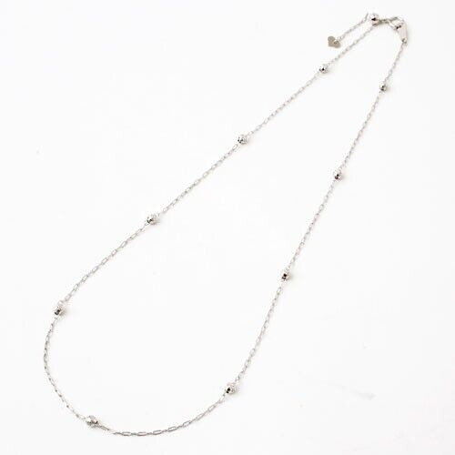 Pt850 Solid Platinum Oval Cable Chain Necklace Adjustable 17″ Faceted Beads Sta.