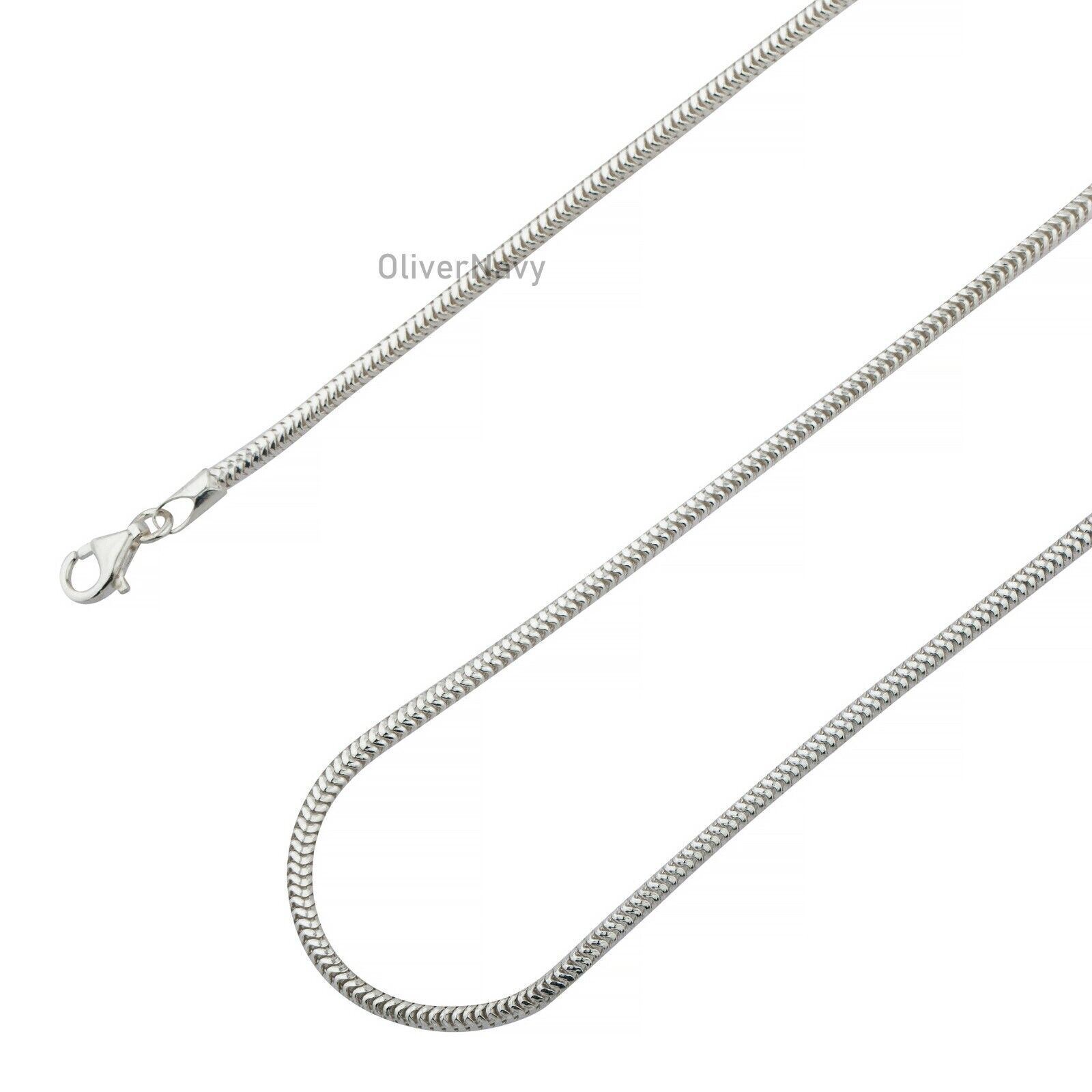925 Sterling Silver Italian 2.5mm Snake Chain Necklace – Round Snake