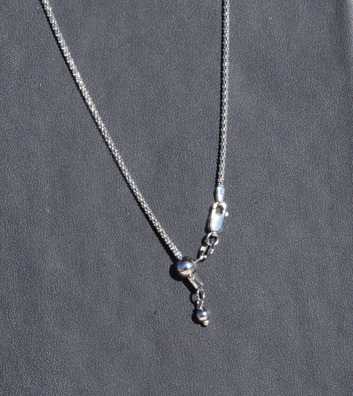 Adjustable Popcorn Plated Platuna Over 925 Sterling Silver 1.7mm Chain Lobster