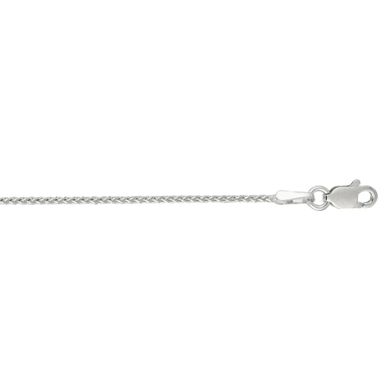 1.2mm Round Wheat Spiga Diamond Cut Chain Necklace Real 14K White Gold
