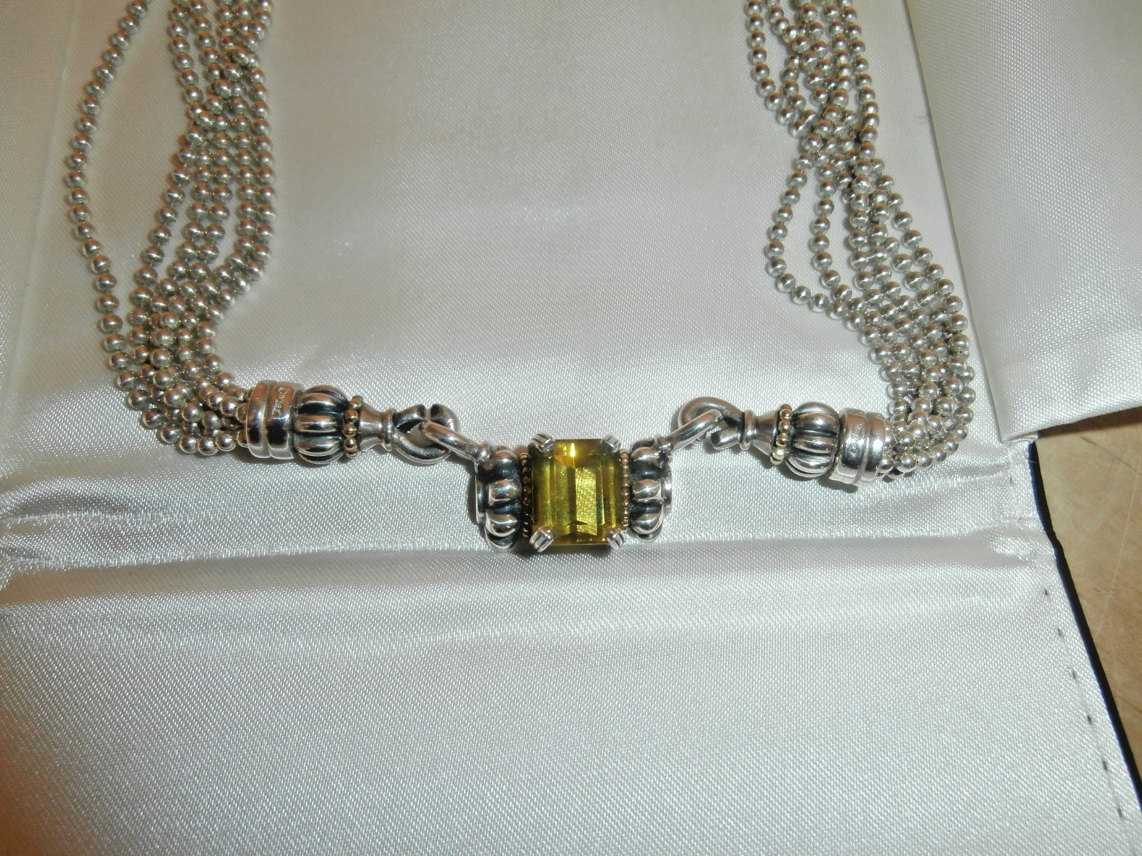 LAGOS Sterling & 18K & Lemon Quartz multi-strand beaded 16″ necklace NWOT