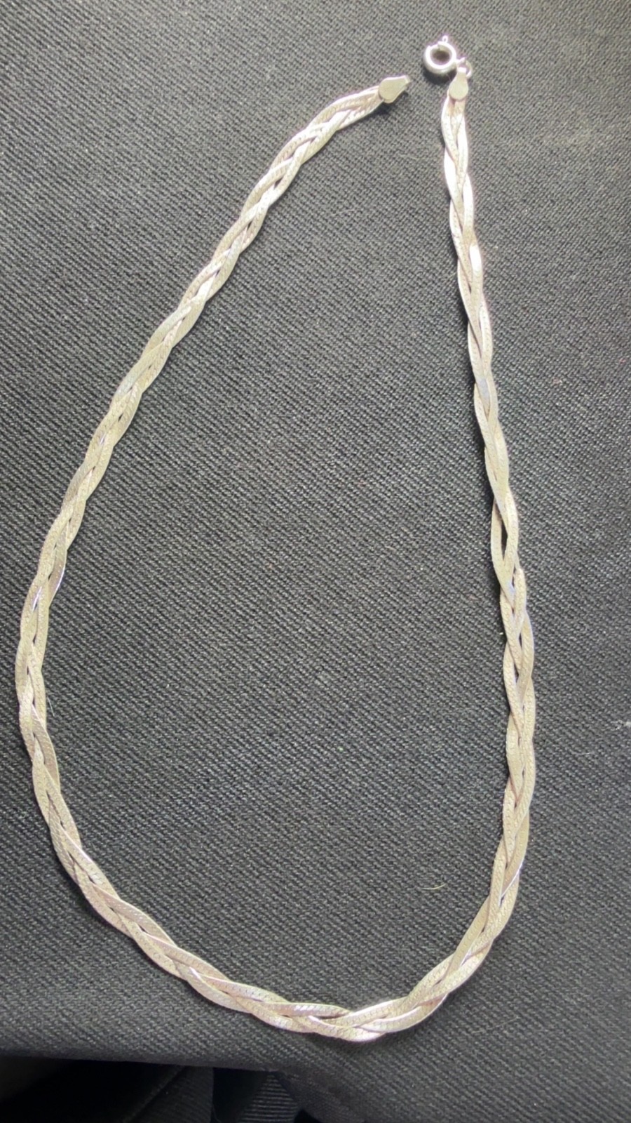 Ladies Solid 925 Sterling Silver Braided Herringbone Chain Necklace