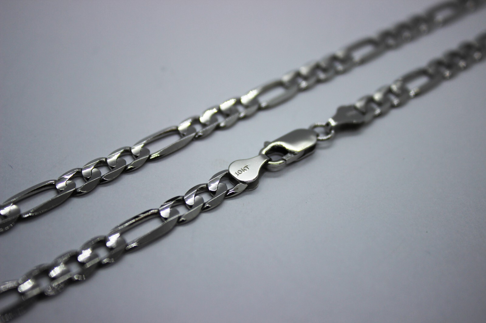 10k Solid White Gold Figaro Chain Necklace Bracelet 2.2mm – 6.2mm 7″ – 30″