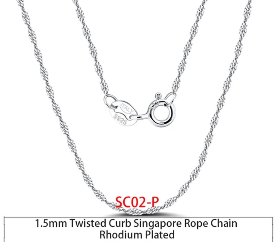 925 Sterling Silver 20 inch Diamond Cut Sparkle Rope Chain Necklace 2mm Chain