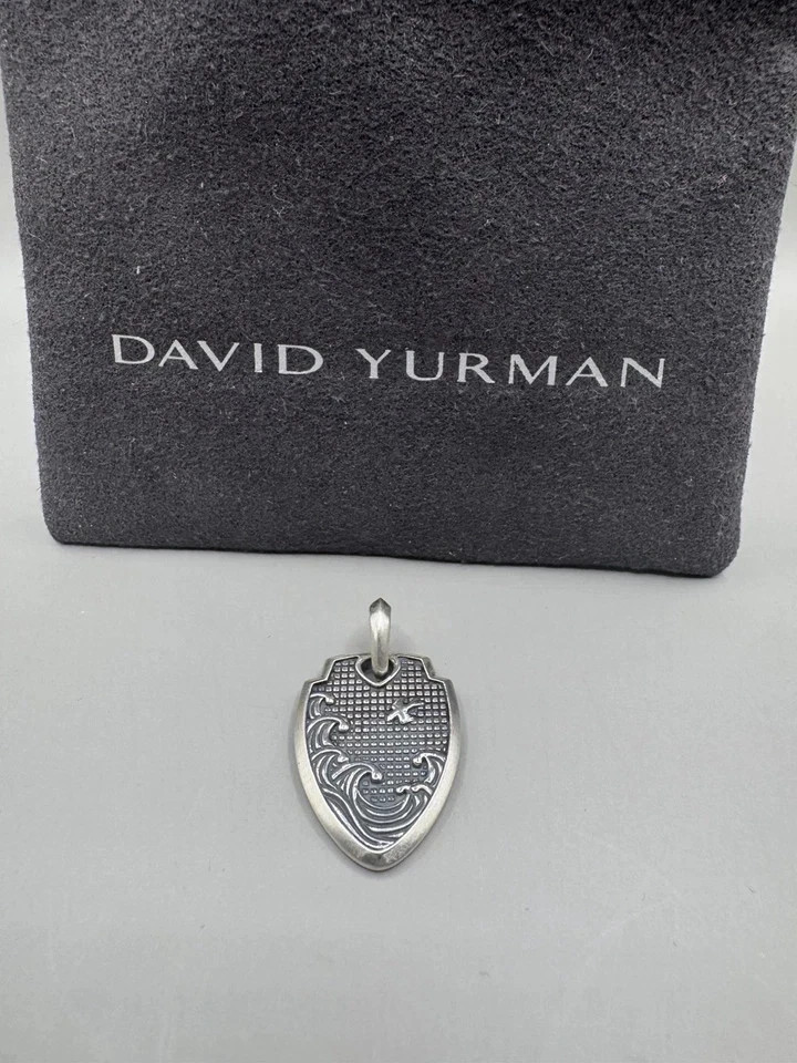 David Yurman Sterling Silver Waves Shield Enhancer Pendant