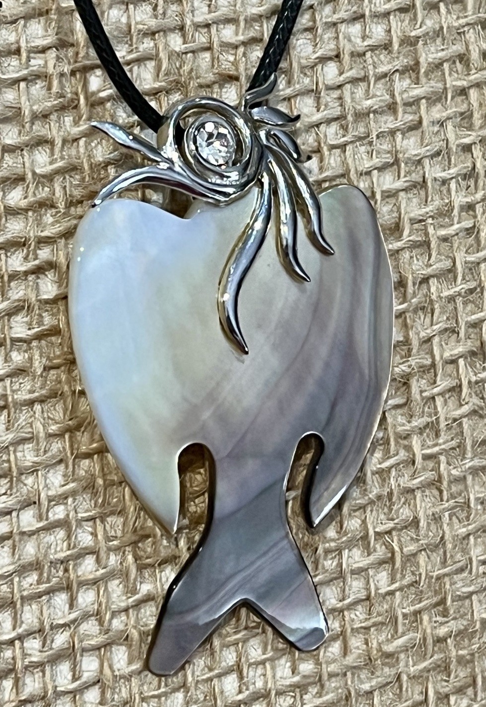 925 Sterling Silver Signed Pendant Necklace Roadrunner Bird MOP Bird Lovers