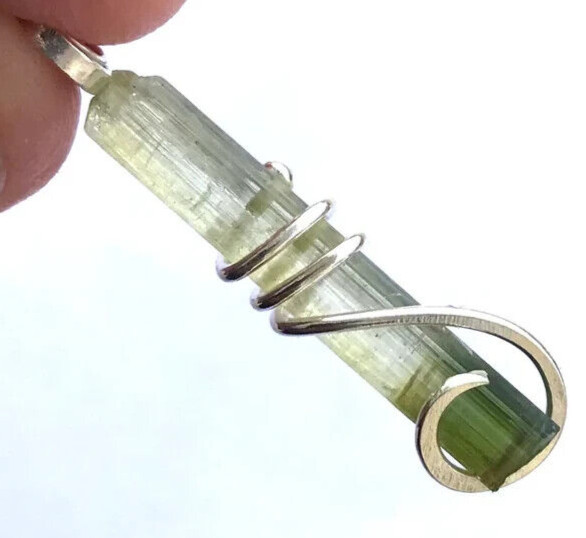 Bi Color Tourmaline pencil pendant,Raw Tourmaline pencil pendant, Tourmaline 6.8